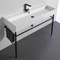 Large Ceramic Console Sink and Matte Black Stand, 48